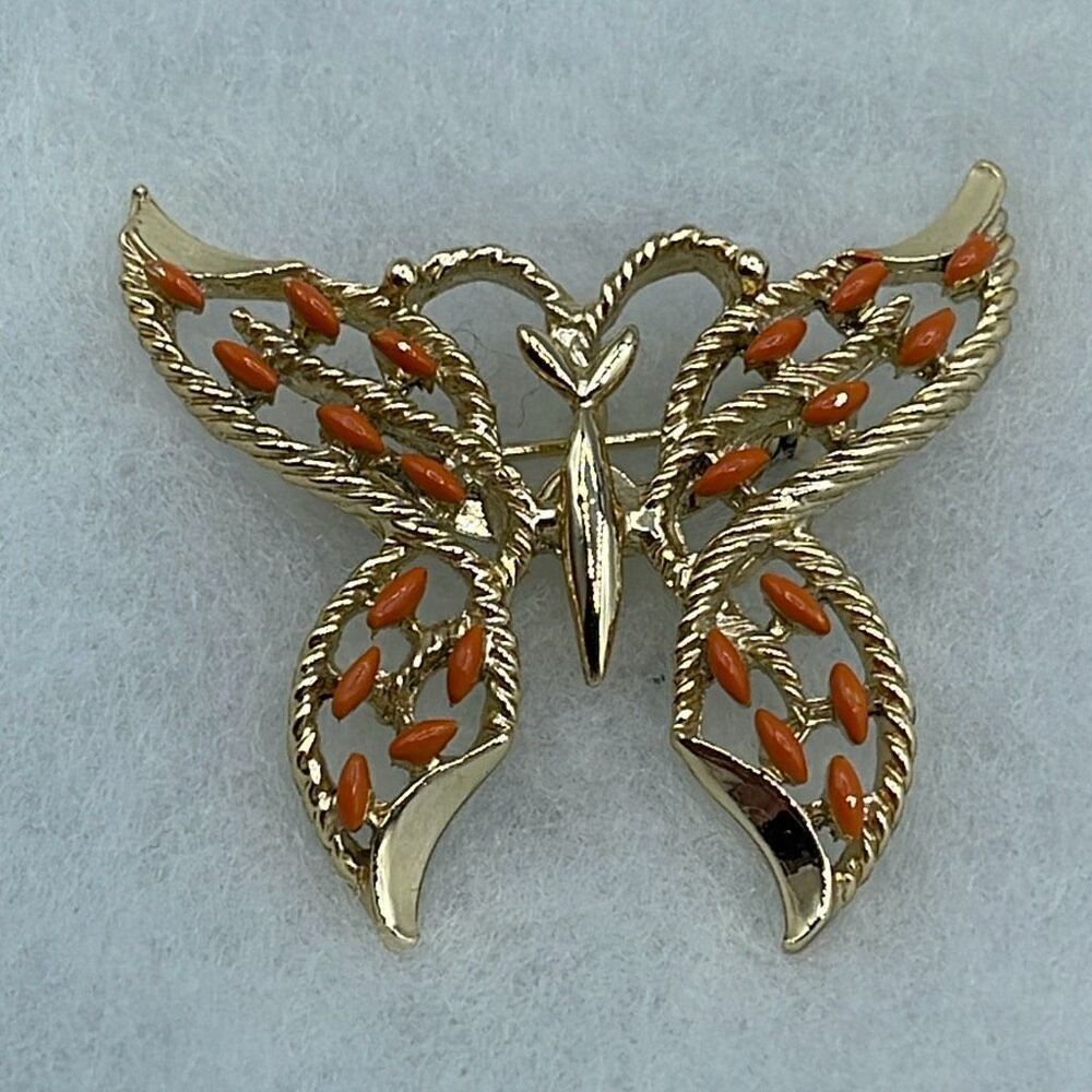 Vintage Gerry’s gold coral butterfly brooch